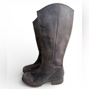 Clarks Marana Trudy Brown Leather Knee High Low Heel Tall Boots, Sz 9.5